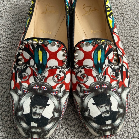 Christian Louboutin Multicolor Printed Fabric Smoking Slippers Size 39.5 / 9 - Picture 7 of 7